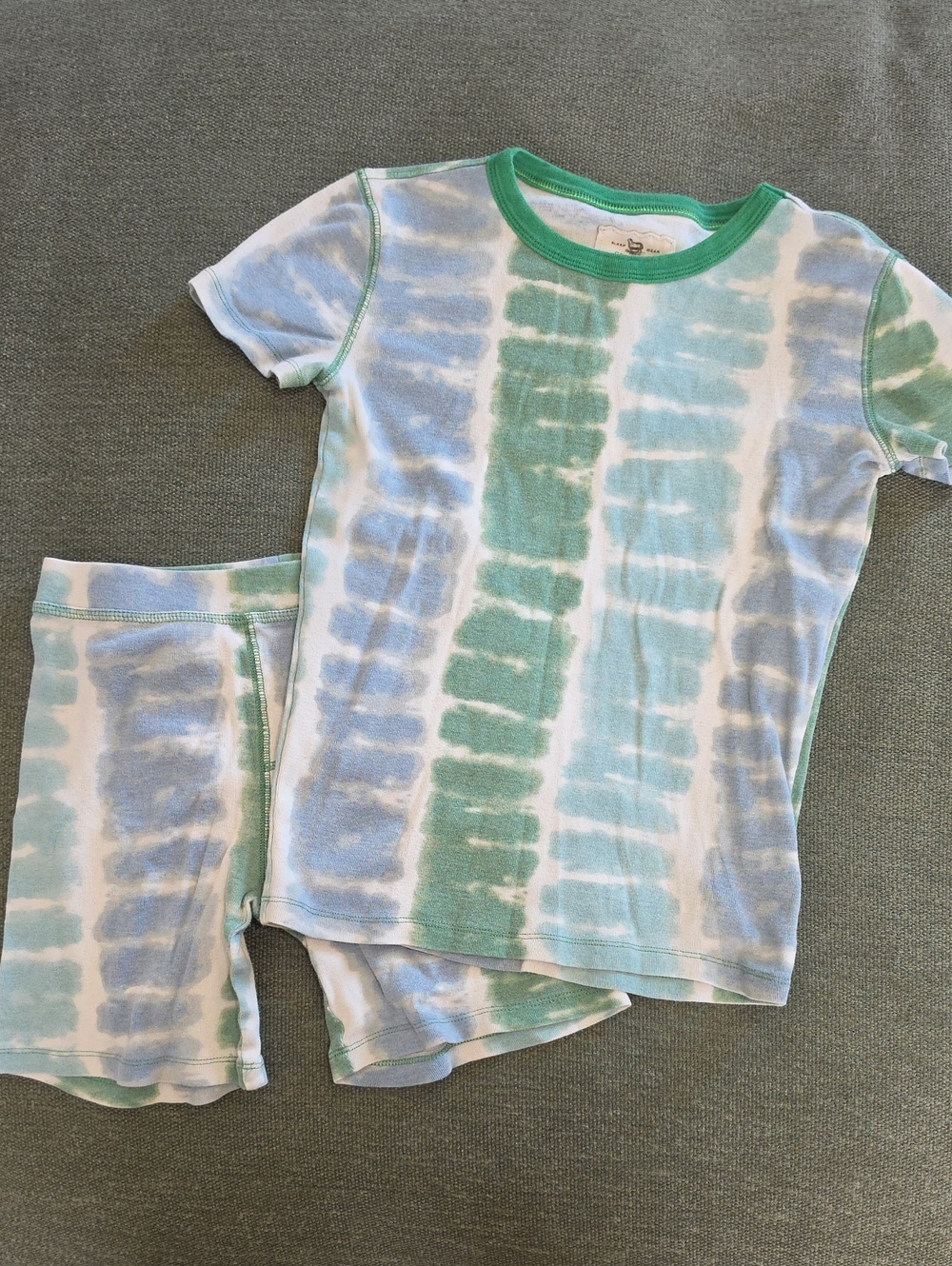Crewcuts Kids Tie-Dye Short Pajama Set - Green & Blue